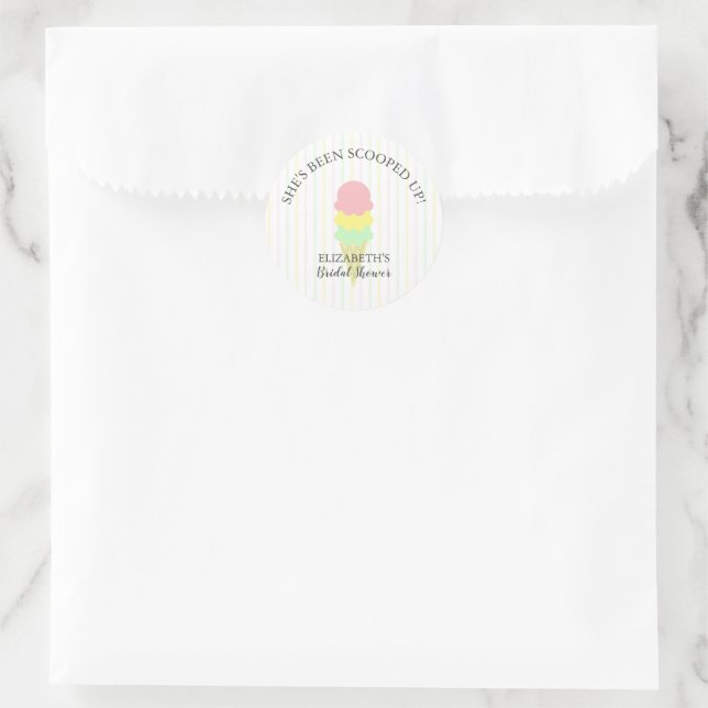 Scooped Up Ice Cream Bridal Shower Classic Round Sticker (Bag)
