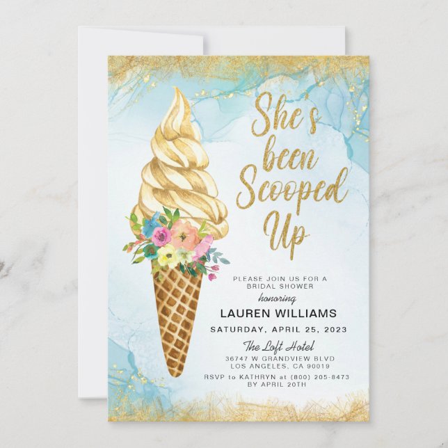 Scooped Up Ice Cream Bridal Shower Invitation (Front)