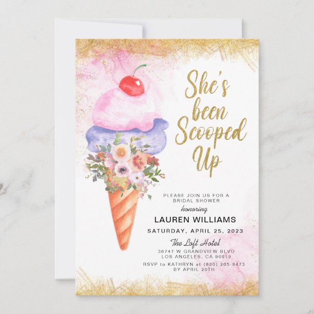 Scooped Up Ice Cream Bridal Shower Invitation (Front)
