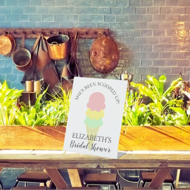 Scooped Up Ice Cream Bridal Shower Pedestal Sign (Creator Uploaded)