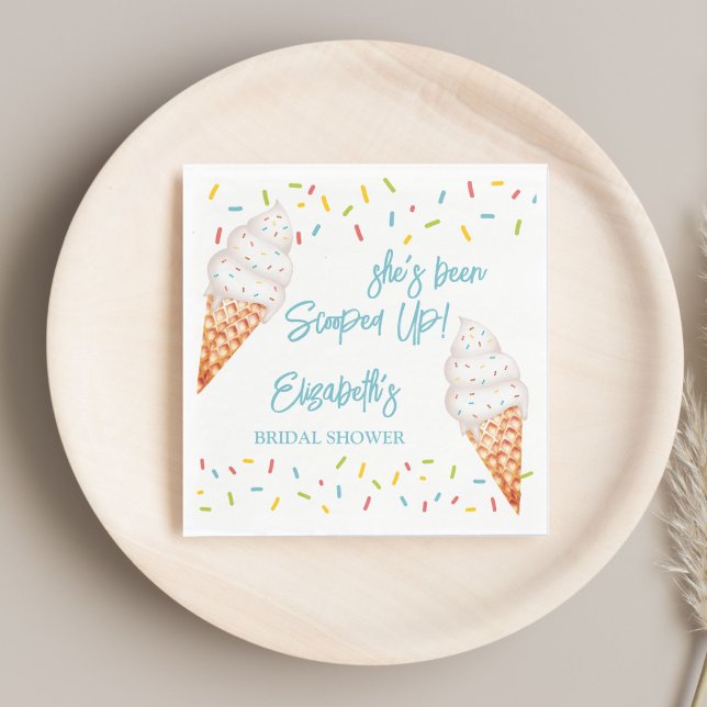 Scooped up ice cream bridal shower personalised napkin (Scooped up ice cream bridal shower personalized napkins bridal shower tableware )
