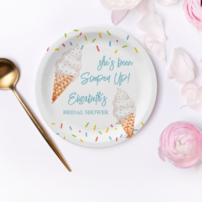 Scooped up ice cream bridal shower personalised paper plate (Creator Uploaded)