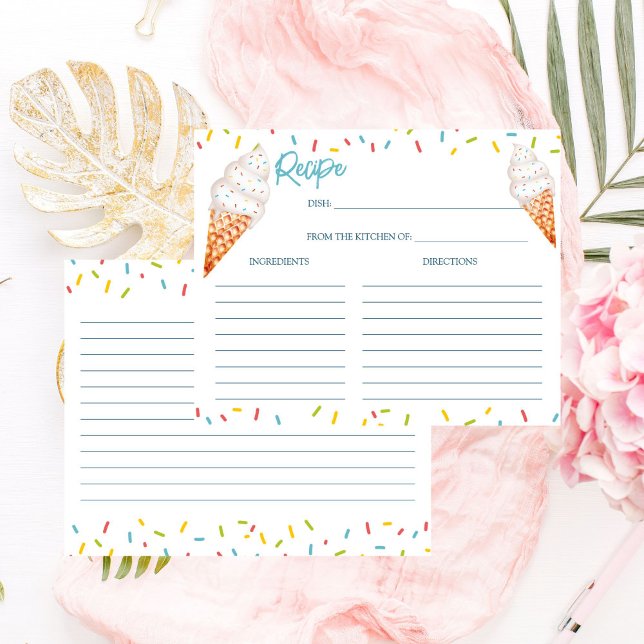 Scooped up ice cream bridal shower Recipe card (She's been Scooped up ice cream bridal shower Recipe card summer cute funky recipe card)