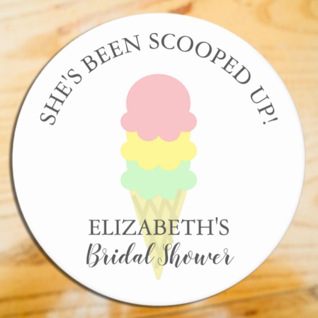 Scooped Up Ice Cream Bridal Shower Round Paper Coaster (Creator Uploaded)
