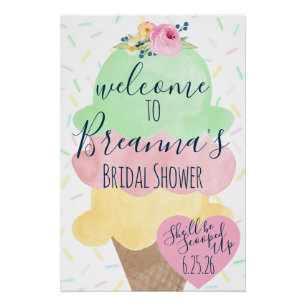 Scooped Up Ice Cream Bridal Shower Welcome Poster