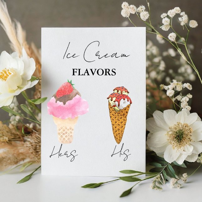 Scooped Up Ice Cream Flavours Bridal Shower Bar  Pedestal Sign (Creator Uploaded)
