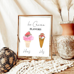 Scooped Up Ice Cream Flavours Bridal Shower Bar  Poster