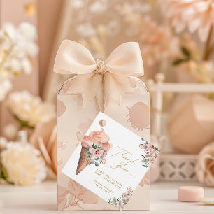 Scooped Up Ice Cream Floral Pink Bridal Shower Favour Tags