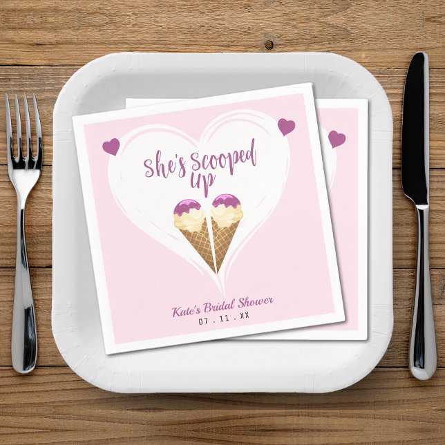Scooped Up Pink Ice Cream Heart Bridal Shower Napkin (Scooped Up Pink Ice Cream Heart Bridal Shower Napkins
)