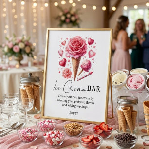 Scooped Up Pink Modern Bridal Shower  Bar Signs