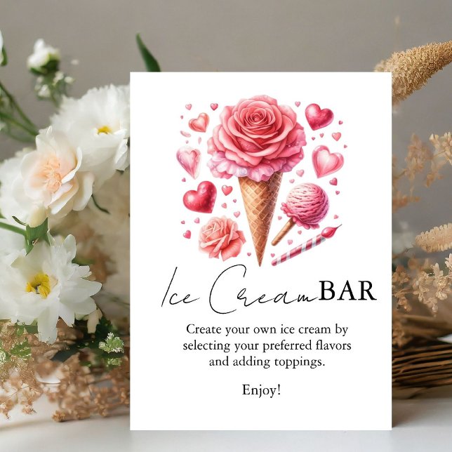 Scooped Up Pink Modern Bridal Shower  Bar Signs (Creator Uploaded)