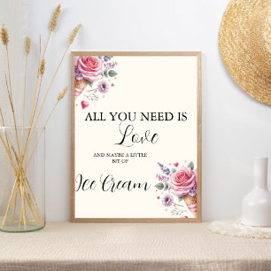 Scooped Up Pink Modern Bridal Shower  Bar Signs