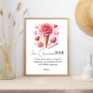 Scooped Up Pink Modern Bridal Shower  Bar Signs