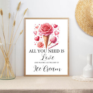 Scooped Up Pink Modern Bridal Shower  Bar Signs