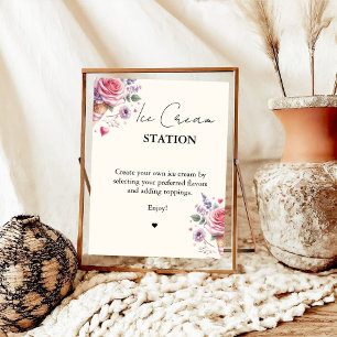 Scooped Up Pink Modern Bridal Shower  Bar Signs