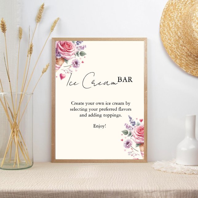 Scooped Up Pink Modern Bridal Shower  Bar Signs (Creator Uploaded)