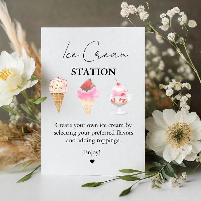 Scooped Up Pink Modern Bridal Shower Bar Signs (Creator Uploaded)