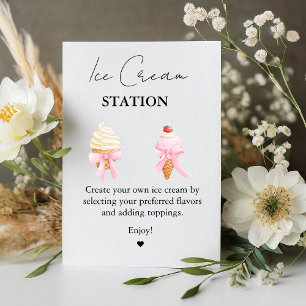 Scooped Up Pink Modern Bridal Shower Bar Signs