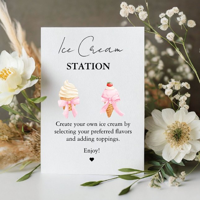 Scooped Up Pink Modern Bridal Shower  Bar Signs (Creator Uploaded)