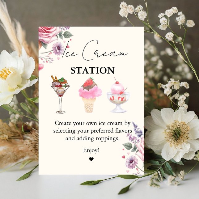 Scooped Up Pink Modern Bridal Shower Bar Signs (Creator Uploaded)