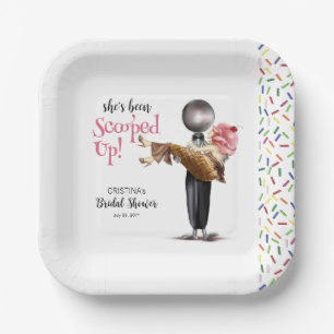 Scooped Up Strawberry Ice Cream Bridal Shower Paper Plate
