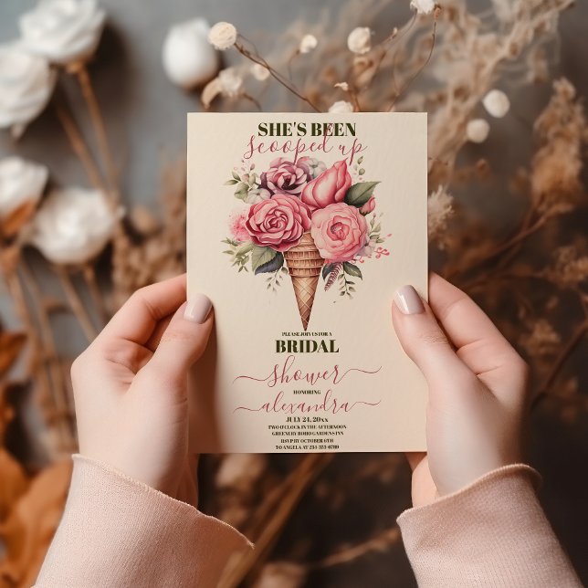 Scooped Up Watercolor Ice Cream Bridal Shower  Invitation (Creator Uploaded)