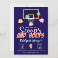 Scoops and Hoops Girl Basketball Invitation