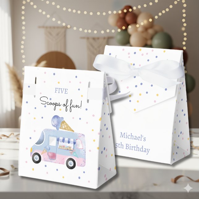 Scoops of fun ice cream truck kids birthday favour box (Creator Uploaded)