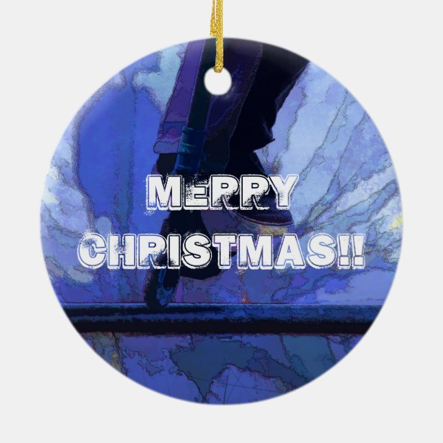 Scoot Booter -  Stunt Scooter Artwork Ceramic Tree Decoration (Back)