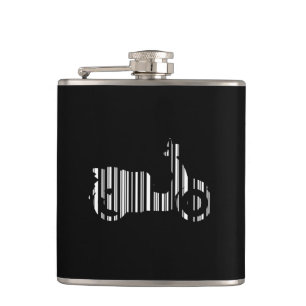 SCOOTER BAR CODE Motorcycle Barcode Pattern Design Hip Flask
