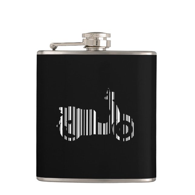 SCOOTER BAR CODE Motorcycle Barcode Pattern Design Hip Flask (Front)