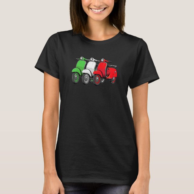 Scooter Bike Motorbike Italian Flag   Moped Old Sc T-Shirt (Front)