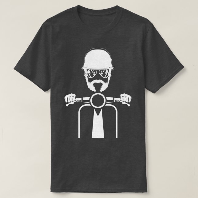 Scooter Bike Motorbike Scoot  Funny Beard Moped Sc T-Shirt (Design Front)