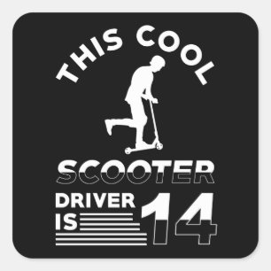 Scooter Birthday 14 Years Old Square Sticker