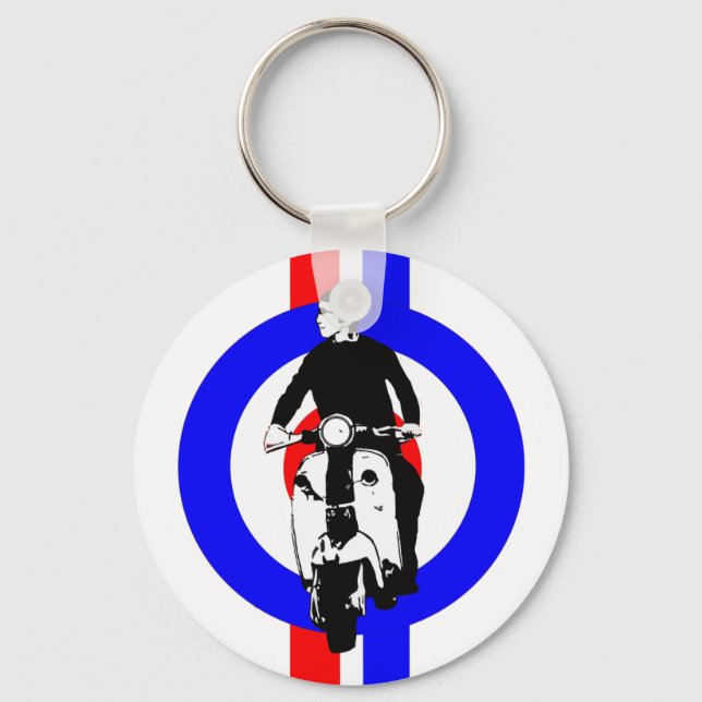 Scooter Boy on  target and stripes Key Ring (Front)
