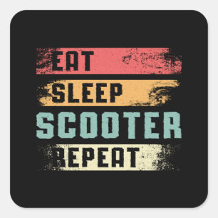 Scooter Driver E-Scooter Escooter Stunt Vintage Square Sticker