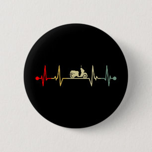 Scooter Driver Electric Scooter Heartbeat Retro 6 Cm Round Badge