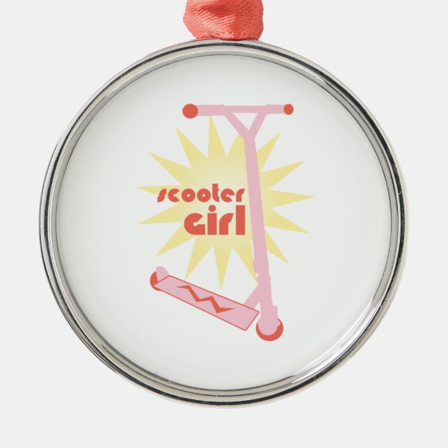 Scooter Girl Metal Tree Decoration (Front)