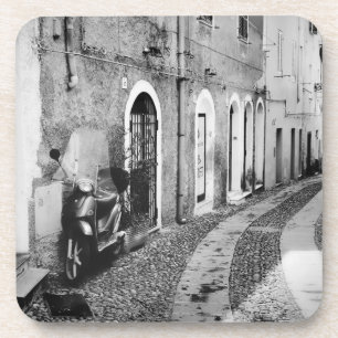 Scooter in a street in Italy in black and white Coaster