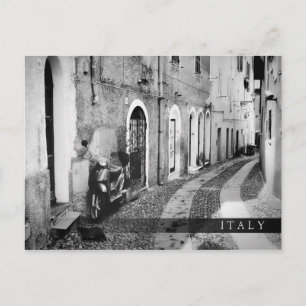 Scooter in a street in Italy in black and white Postcard