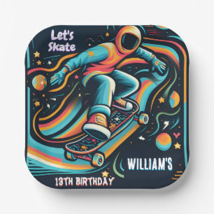 Scooter Jump Zone Skateboarding 13th Birthday Paper Plate