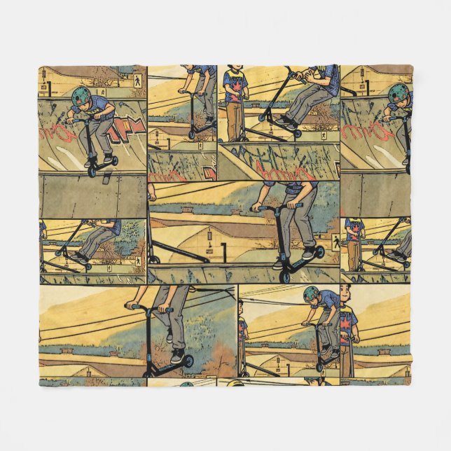 Scooter Practice - Scooter Rider Fleece Blanket (Front (Horizontal))