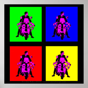 Scooter Rider 2010 Coloured Pop Art Poster