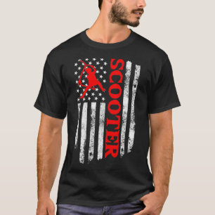 Scooter Stunt US Flag Retro Style Scooter Gifts Pu T-Shirt