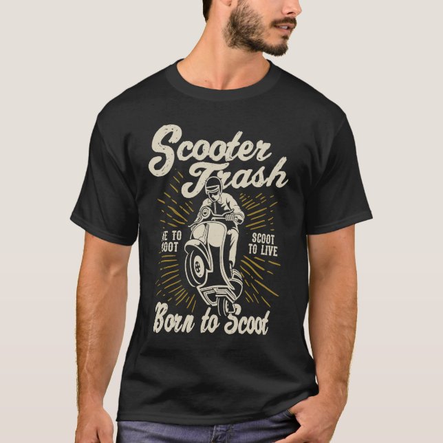 Scooter Trash Retro Distressed Style Scooter Humou T-Shirt (Front)