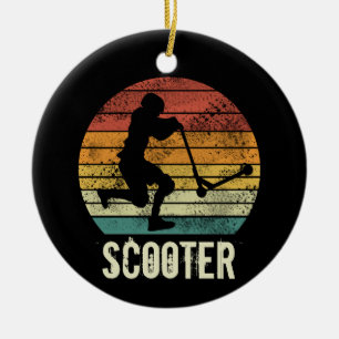 Scooter Vintage Sunset Retro E-Scooter Design Ceramic Tree Decoration