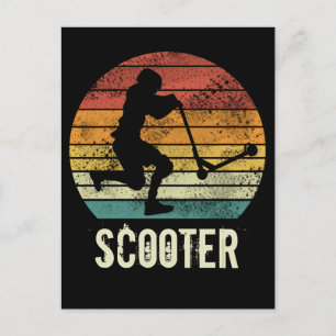 Scooter Vintage Sunset Retro E-Scooter Design Postcard