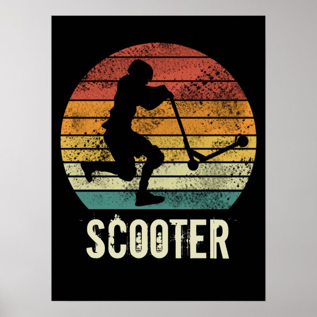 Scooter Vintage Sunset Retro E-Scooter Design Poster (Front)