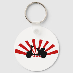Scooter with rising sun background key ring