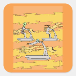 Scootering With the Wind Riders Square Sticker